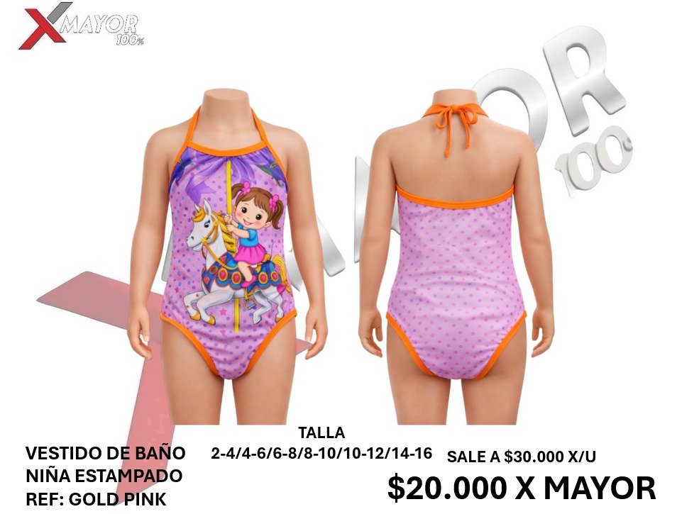 VESTIDO DE BAÑO ENTERIZO REF: GOLD PINK