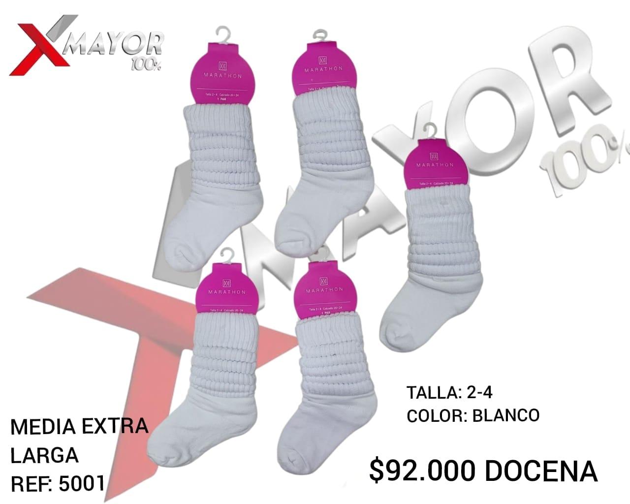 Media Extra Larga Tornillo Blanco Ref 5001 Talla 2-4