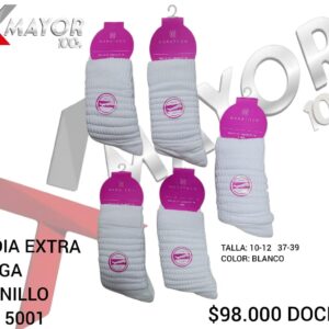 Media Extra Larga Tornillo Blanco Ref 5001 Talla 10-12