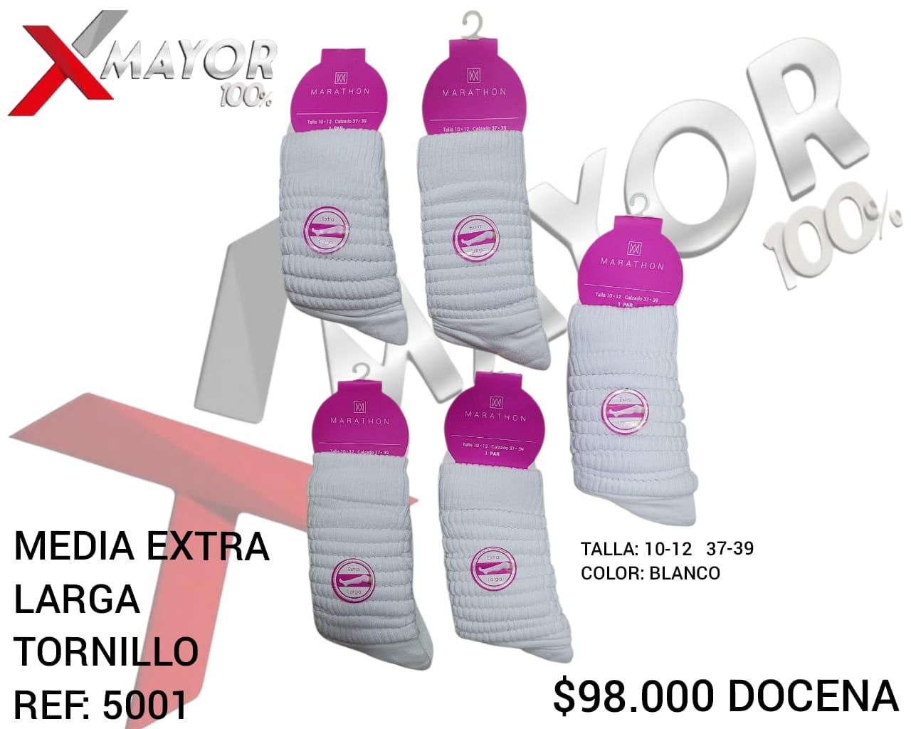 Media Extra Larga Tornillo Blanco Ref 5001 Talla 10-12
