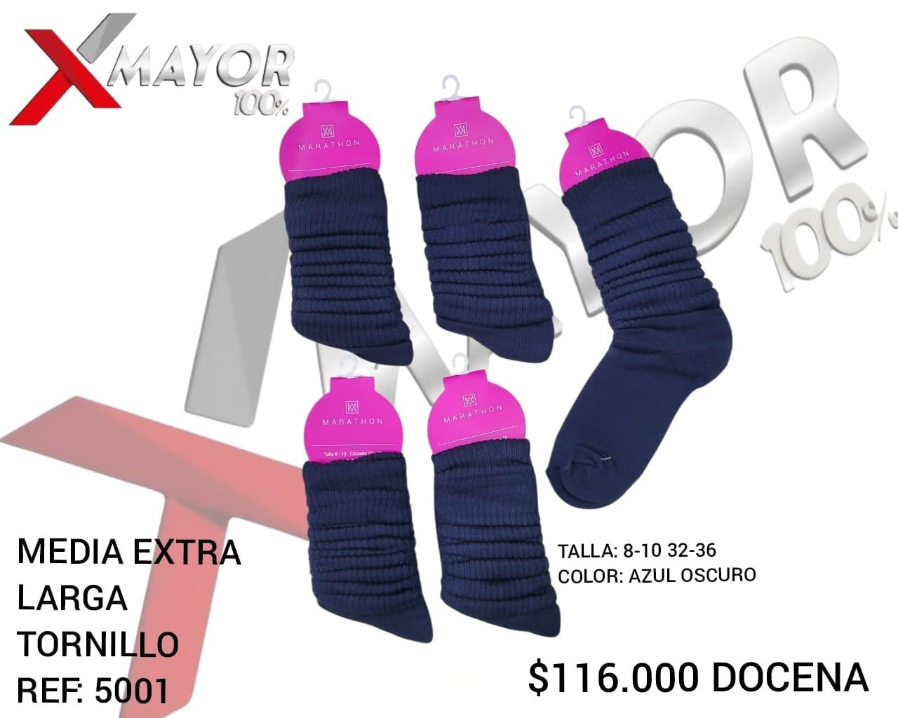 Media Extra Larga Tornillo Azul Oscuro Ref 5001 Talla 8-10