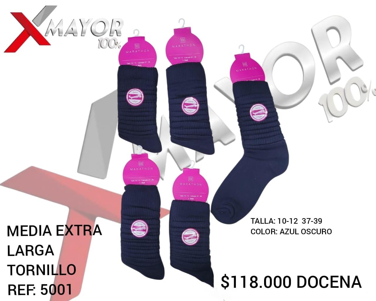 Media Extra Larga Tornillo Azul Oscuro Ref 5001 Talla 10-12