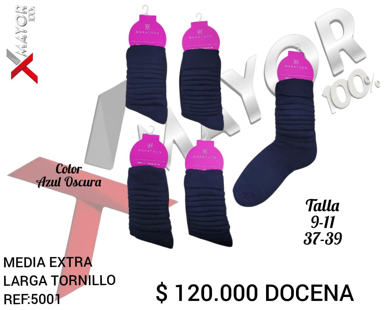 Media Extra Larga Tornillo Azul Oscuro Ref 5001 Talla 9-11