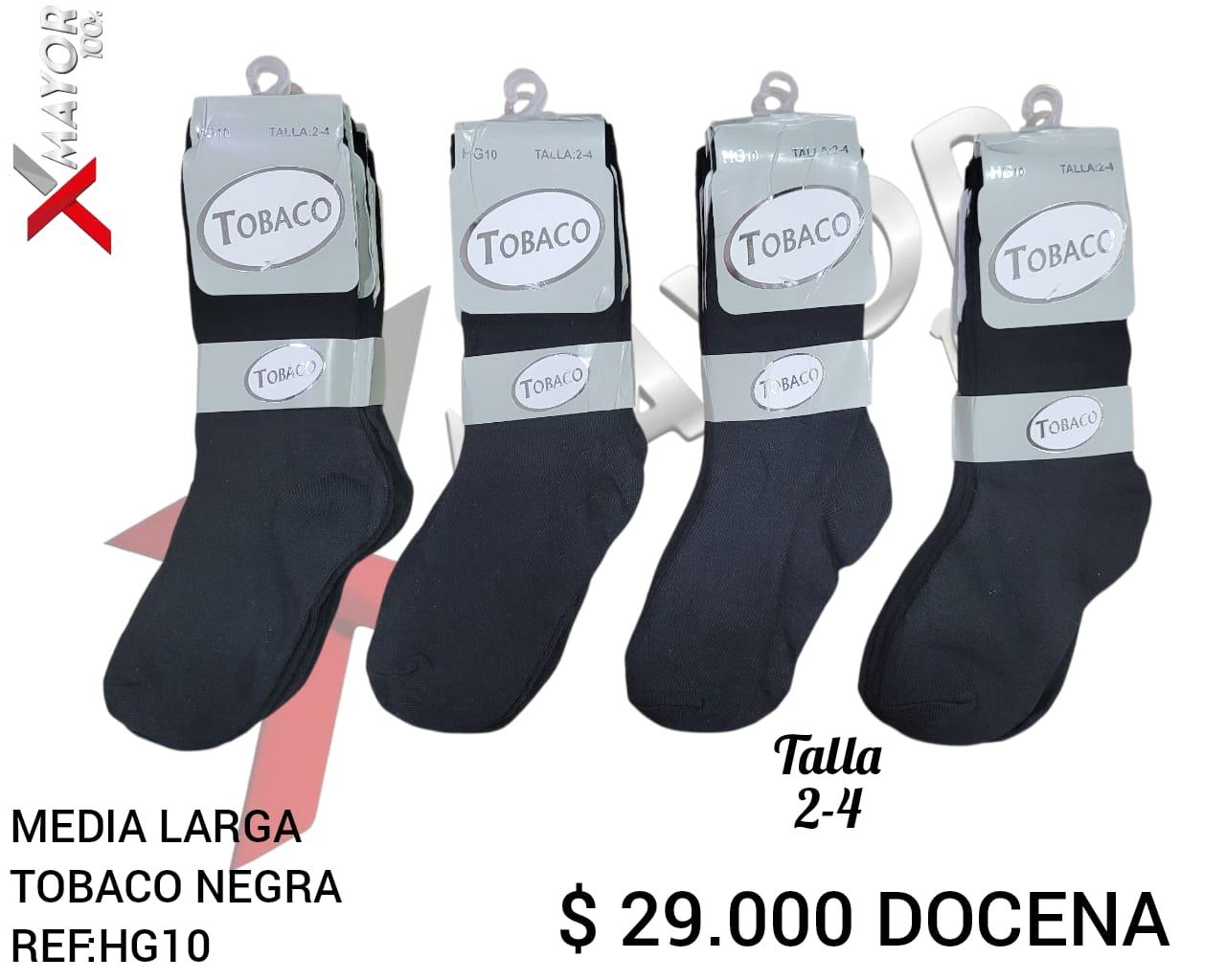 Media Larga Negra Talla 2-4 TOBACO