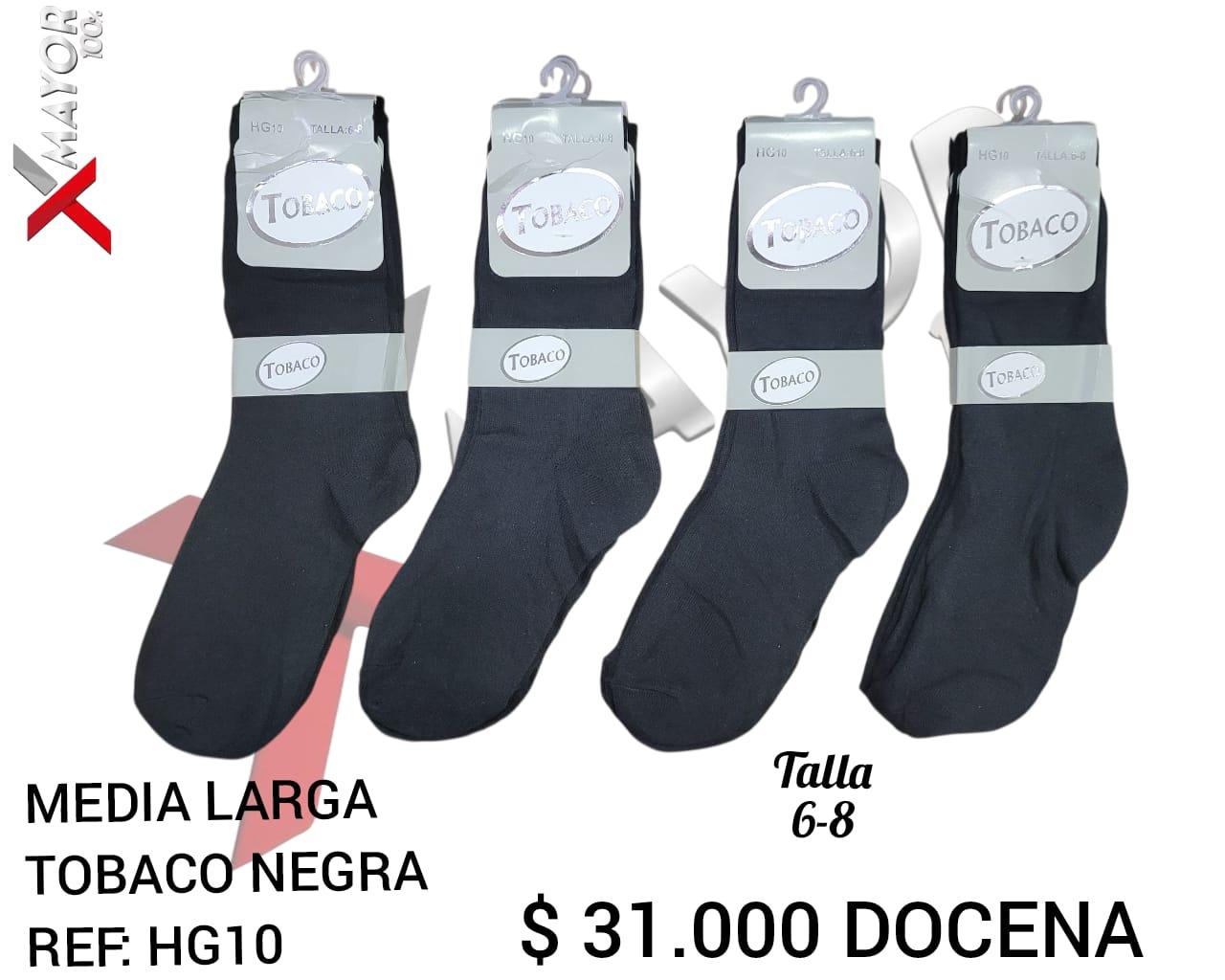 Media Larga Negra Talla 6-8 TOBACO