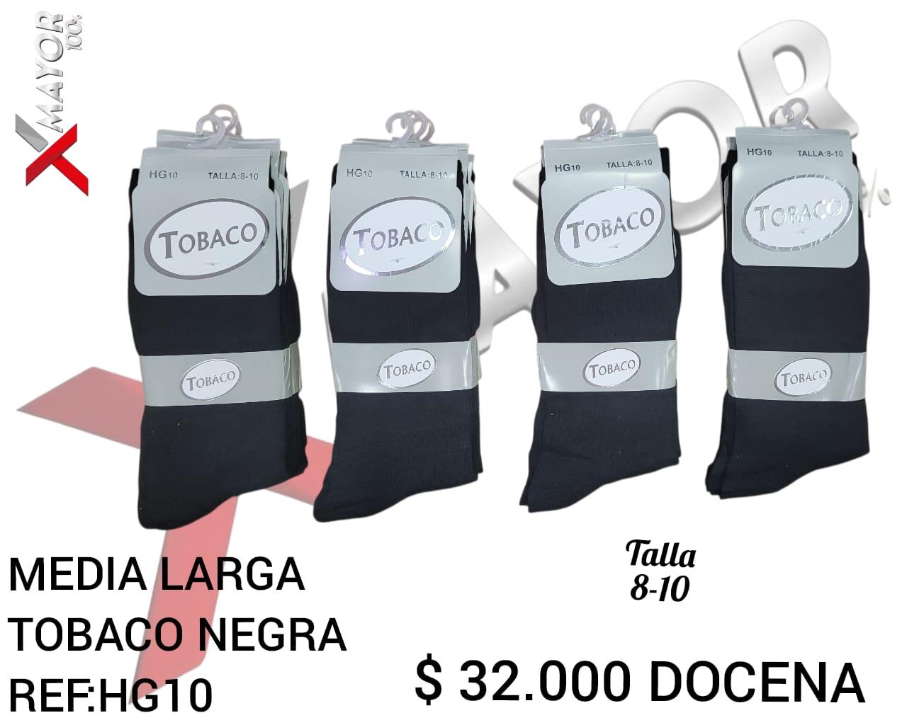 Media Larga Negra Talla 8-10 TOBACO