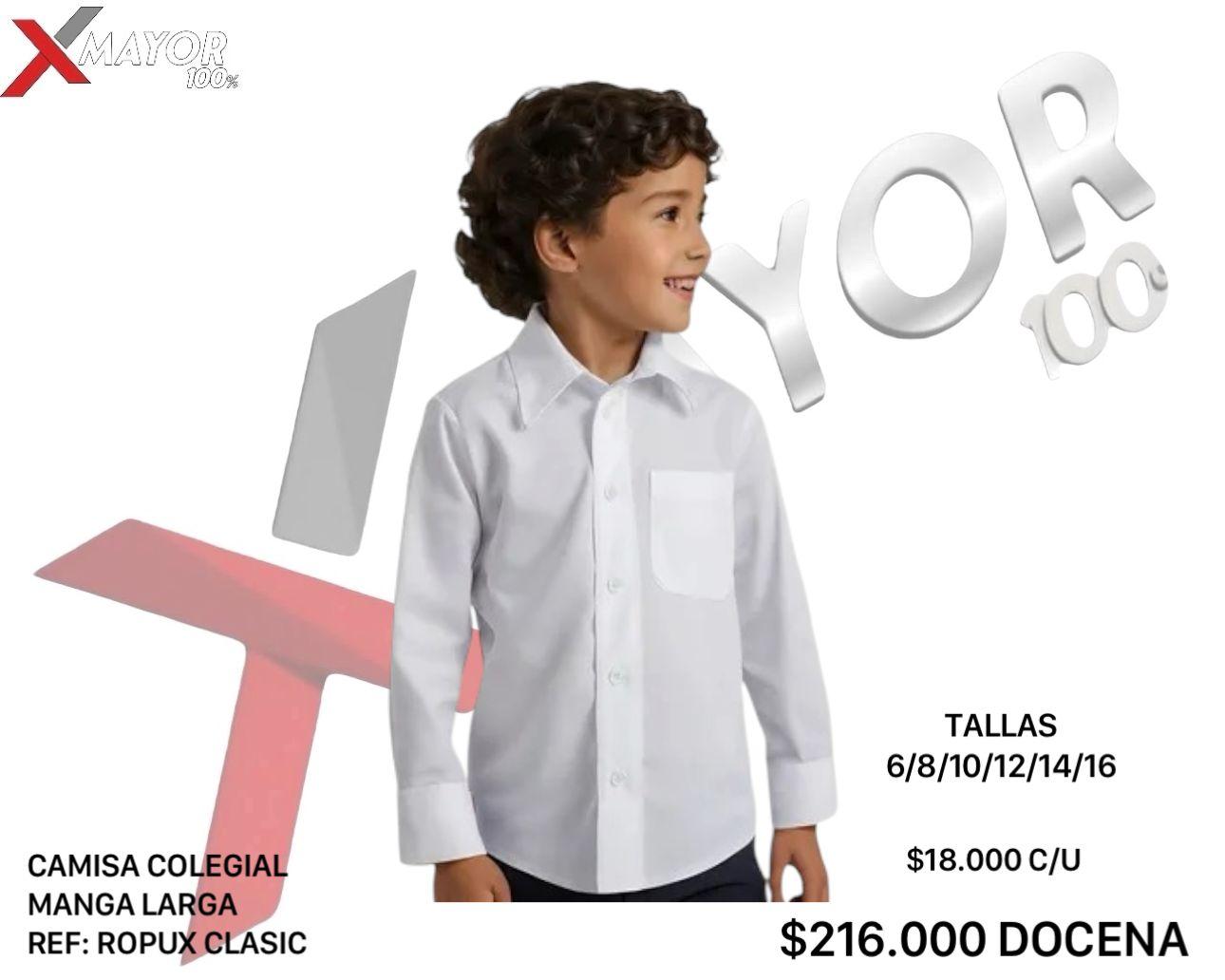 Camisa Colegial Manga Larga