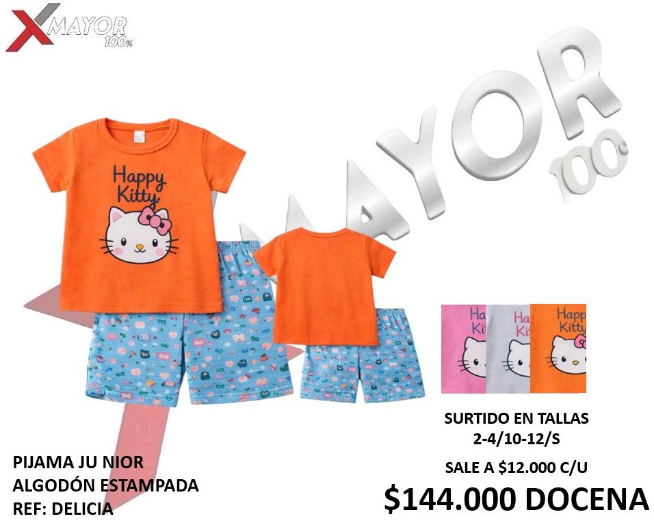 PIJAMA JUNIOR ALGODON ESTAMPADO REF: DELICIA