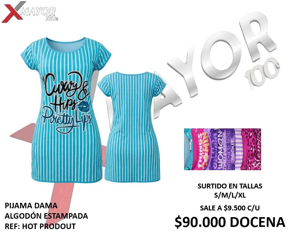 PIJAMA DAMA ALGODÓN ESTAMPADA REF: PRODOUT