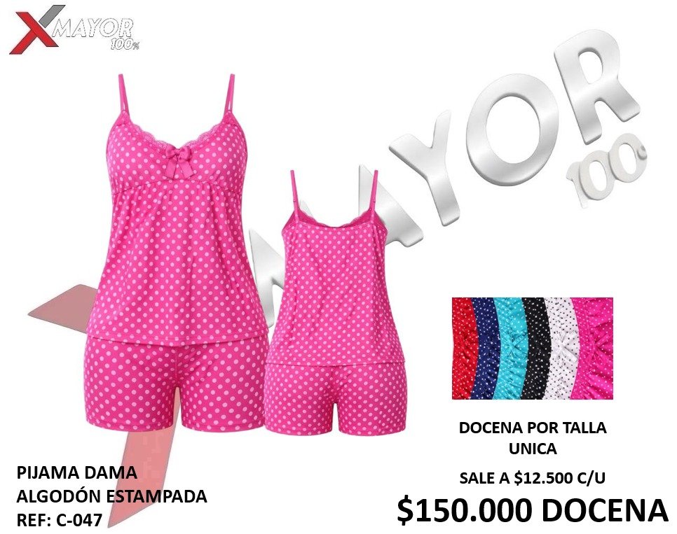 PIJAMA DAMA ALGODÓN ESTAMPADA REF: C-047