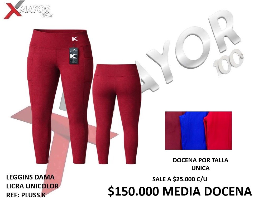 LEGGINS DAMA LICRADO UNICOLOR