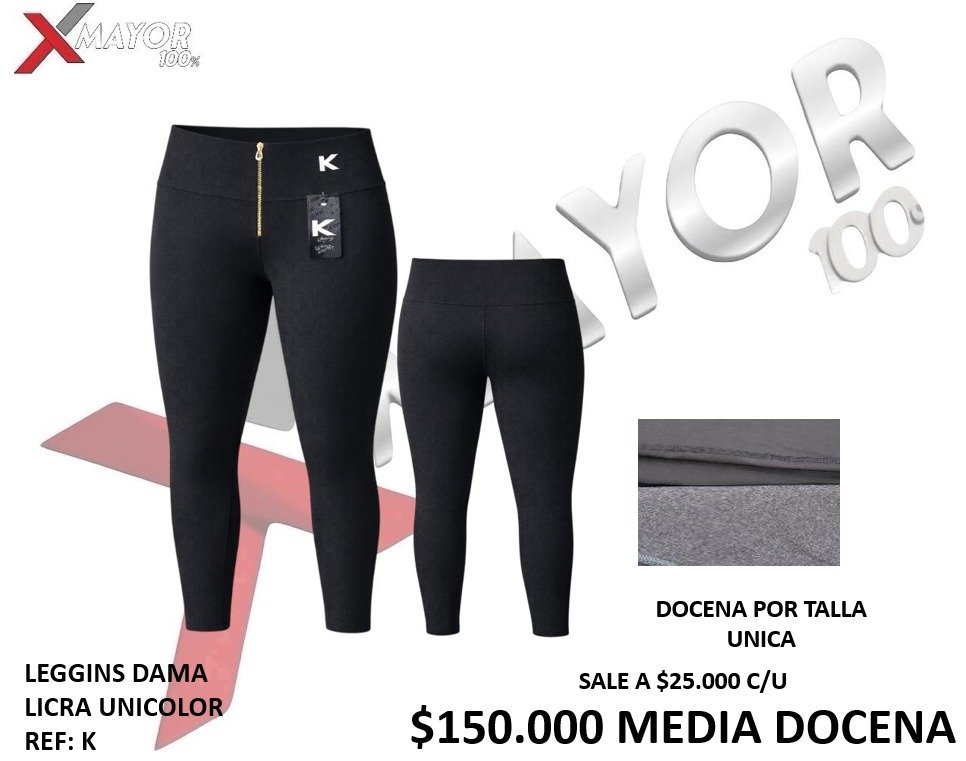 LEGGINS DAMA LICRADO UNICOLOR