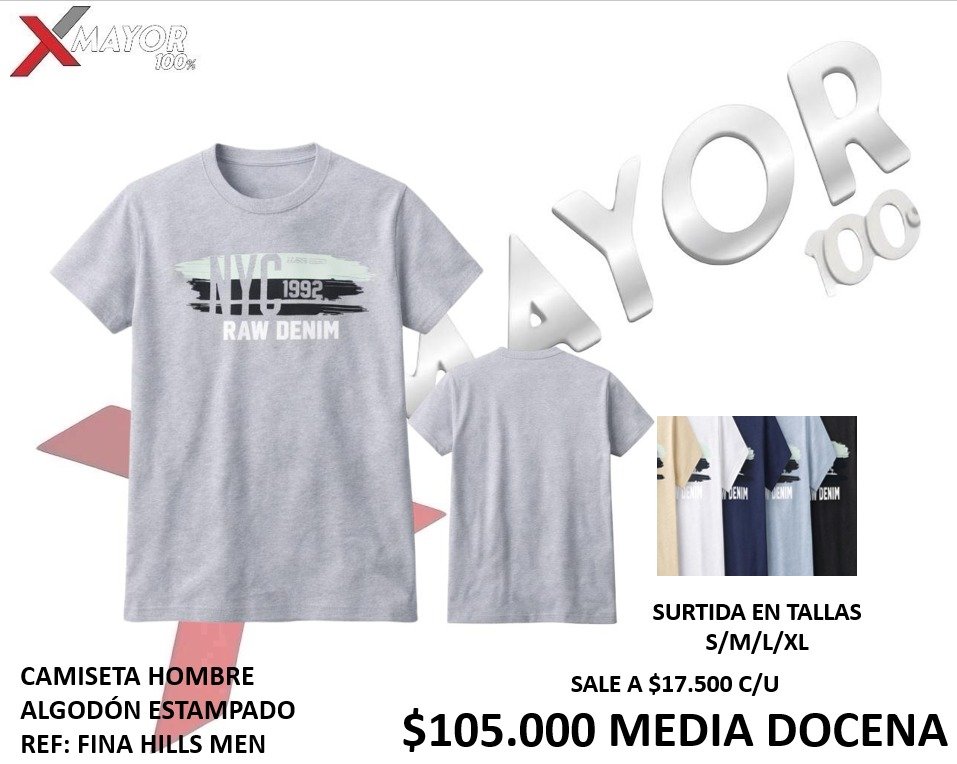CAMISETA HOMBRE ALGODÓN ESTAMPADO REF: HILLS MEN