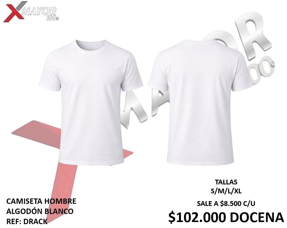 CAMISETA HOMBRE ALGODÓN BLANCO REF: DRACK