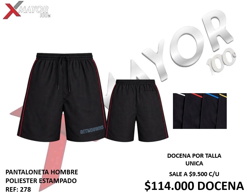 PANTALONETA HOMBRE POLIÉSTER UNICOLOR REF: 278