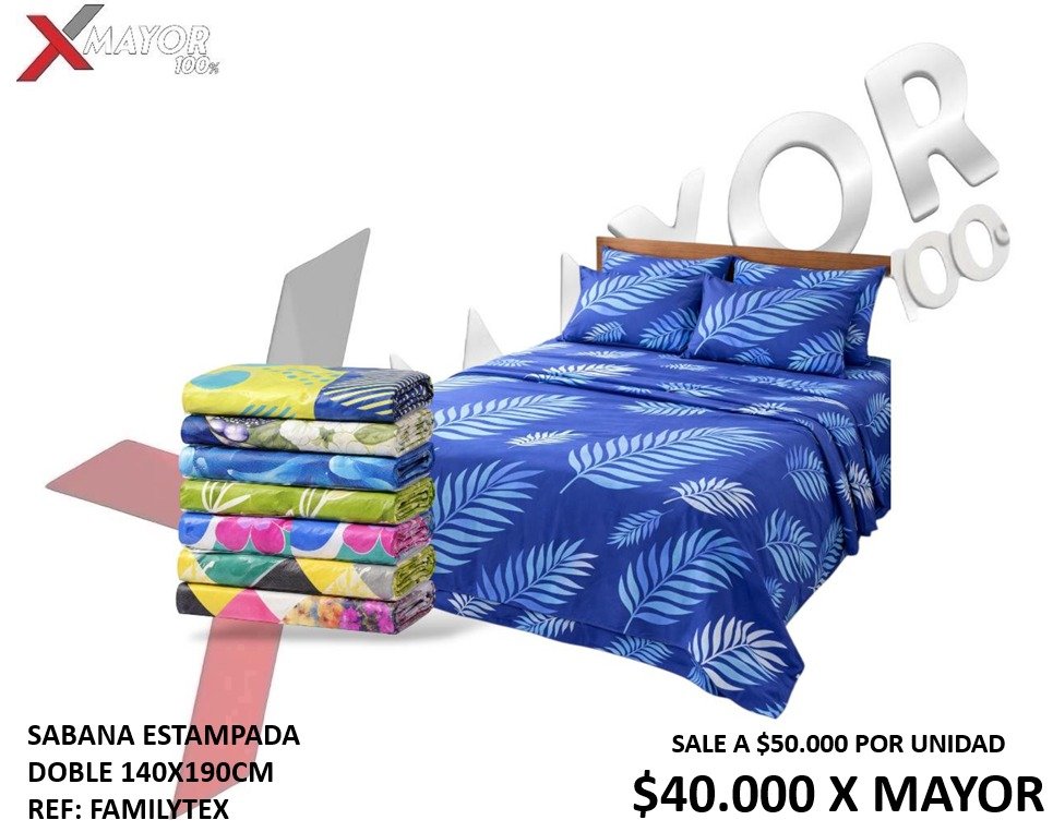 SABANA ESTAMPADA DOBLE 140X190CM REF: FAMILYTEX