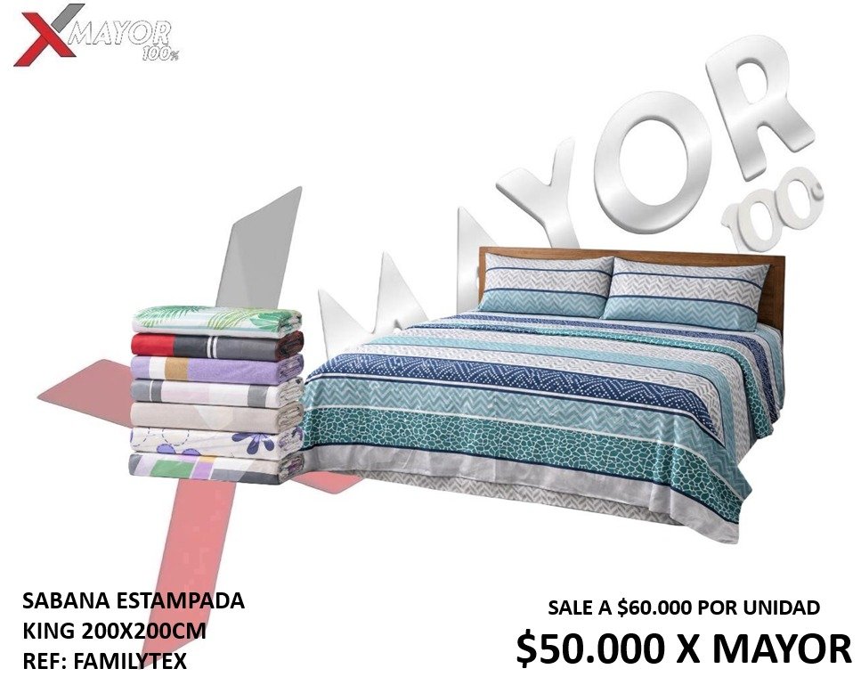 SABANA ESTAMPADA KING 200X200CM REF: FAMILYTEX